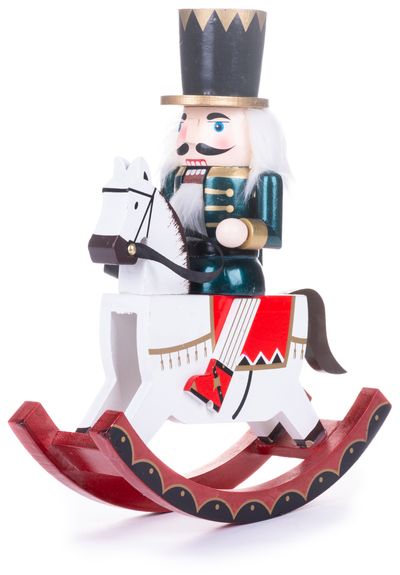 Postavička MagicHome Vianoce Woodeco, Luskáčik na koni, drevo, hojdací, 30 cm