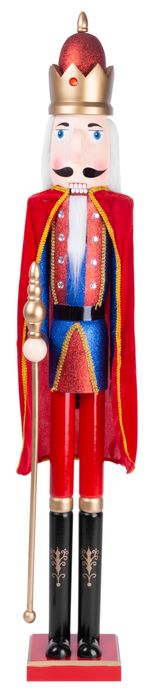 Postavička MagicHome Vianoce Woodeco, Luskáčik, drevo, červený s korunou, 106 cm
