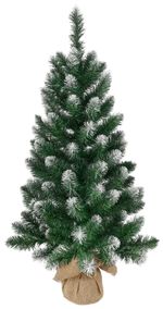 Christmas Tree MagicHome Christmas Nico, fir in jute bag, frosted tips, 90 cm