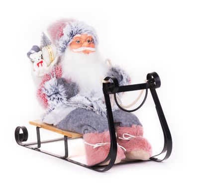 Decoration MagicHome Christmas, Santa on sleigh, gray - pink, 46 cm