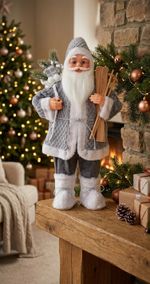 Dekorácia MagicHome Vianoce, Santa stojaci, s lyžami, 60 cm