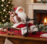 Dekorácia MagicHome Vianoce, Santa na sánkach, červený, 46 cm