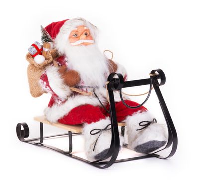 MagicHome karácsonyi dekoráció, Mikulás szánon, piros 46 cm