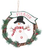 Decoration MagicHome Christmas, Snowman Wreath, 37 cm