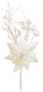 Ág MagicHome Karácsony, mikulásvirág virággal, fehér, 19 cm, 6 db-os csomag