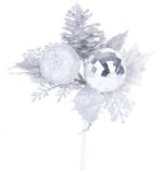 Branch MagicHome Christmas, with apple, silver, 15 cm