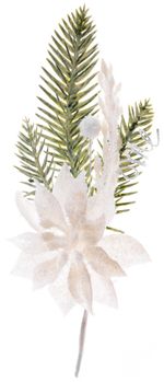 Branch MagicHome Christmas, with poinsettia flower, white, 23 cm