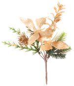 Ág MagicHome Karácsony, pillangókkal és jutaszalaggal, arany, 19 cm