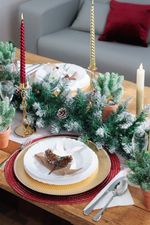 Branch MagicHome Christmas, with cones and jute ribbon, white, 15 cm