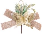 Ág MagicHome Karácsony, pillangóval és jutaszalaggal, arany, 18 cm