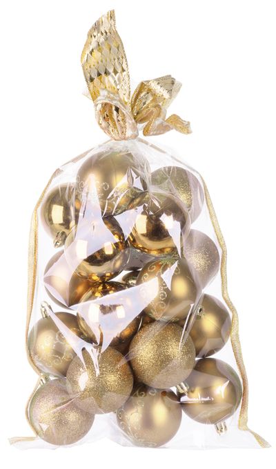 Globes MagicHome Christmas, 20 pcs, 6 cm, gold, on the Christmas tree