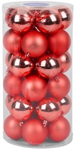 Gömbök MagicHome Karácsony, 30 db, 6 cm, piros, vegyes, karácsonyfára