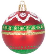 Gömbök MagicHome Karácsony, 9 db, piros - zöld, dekorációval, karácsonyfára, 6 cm