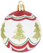 MagicHome karácsonyi gömbok, 9 db, készlet, piros-zöld, dekorációval, karácsonyfára, 6 cm