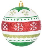 Gömbök MagicHome Karácsony, 4 db, piros - zöld, ornamentikával, karácsonyfára, 10 cm