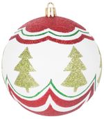 Gömbök MagicHome Karácsony, 4 db, piros - zöld, ornamentikával, karácsonyfára, 10 cm