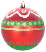 Gömbök MagicHome Karácsony, 4 db, piros - zöld, ornamentikával, karácsonyfára, 10 cm
