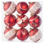 Gömbök MagicHome Karácsony, 9 db, piros ornamentikával, karácsonyfára, 6 cm