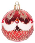 Gömbök MagicHome Karácsony, 9 db, piros ornamentikával, karácsonyfára, 6 cm