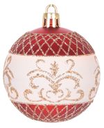 Gömbök MagicHome Karácsony, 9 db, piros ornamentikával, karácsonyfára, 6 cm