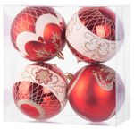 Gömbök MagicHome Karácsony, 4 db, piros, ornamentikával, karácsonyfára, 10 cm