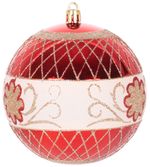 Gömbök MagicHome Karácsony, 4 db, piros, ornamentikával, karácsonyfára, 10 cm