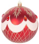 Gömbök MagicHome Karácsony, 4 db, piros, ornamentikával, karácsonyfára, 10 cm