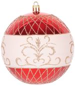 Gömbök MagicHome Karácsony, 4 db, piros, ornamentikával, karácsonyfára, 10 cm
