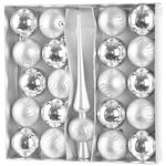 Gömbök MagicHome Karácsony, készlet, 21 db, 6 cm, ezüst, csúcs, karácsonyfára