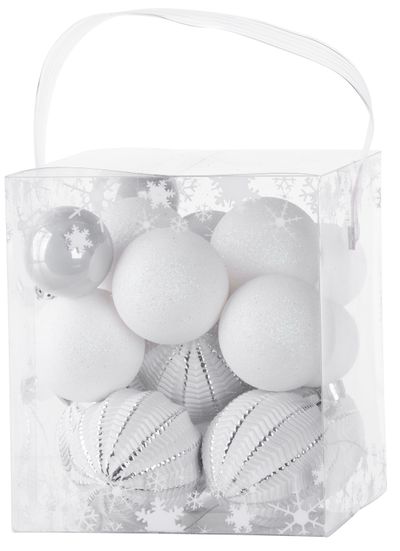 Globes MagicHome Christmas, 31 pcs, white - silver, mix, on the Christmas tree, 6-3 cm