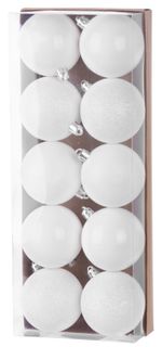 Balls MagicHome Christmas, 10 pcs, white, for Christmas tree, 6 cm