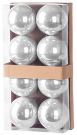 Gömbök MagicHome Karácsony, 8 db, ezüst, karácsonyfára, 7 cm