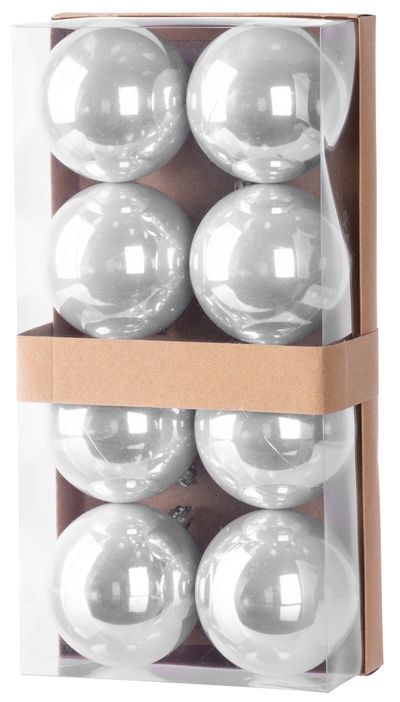 Globes MagicHome Christmas, 8 pcs, silver, on the Christmas tree, 7 cm
