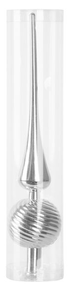 Ozdoba MagicHome Vianoce, 1 ks, 28 cm, špic, strieborný, na vianočný stromček