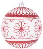 Gömbök MagicHome Karácsony, 6 db, 8 cm, piros - fehér, csillámokkal, karácsonyfára