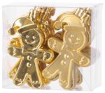 Decoration MagicHome Christmas, set, 12 pcs, 8 cm, gingerbread man, gold, for Christmas tree