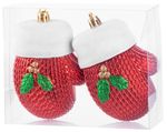 Decoration MagicHome Christmas, set, 2 pcs, 10 cm, gloves, red, for Christmas tree