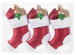 Decoration MagicHome Christmas, set, 3 pcs, 11 cm, socks, red, for Christmas tree