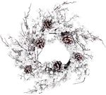Wreath MagicHome Christmas, with frosted balls and pinecones, 50x50x14 cm