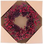 Christmas Wreath MagicHome, wicker, fir branches, red, 60x60x15 cm