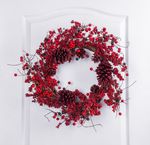 Garland MagicHome Christmas, made from wicker, evergreen, red, 60x60x15 cm