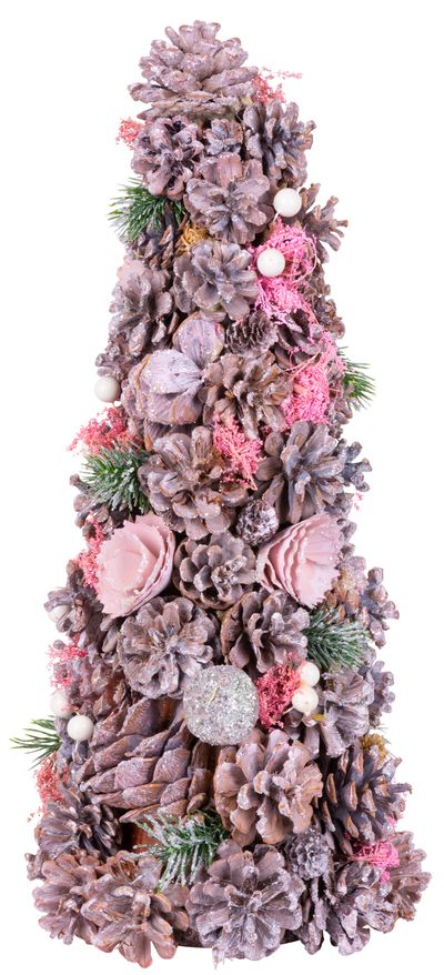 Karácsonyfa MagicHome Karácsony, feldíszített, rózsaszín, 40 cm