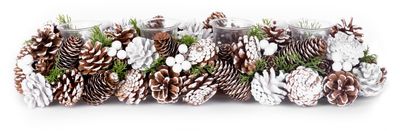 Candle holder MagicHome Christmas, with cones, snowy, advent, 50x17x09 cm