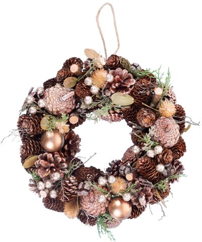 Garland MagicHome Christmas, copper, with globes 30 cm