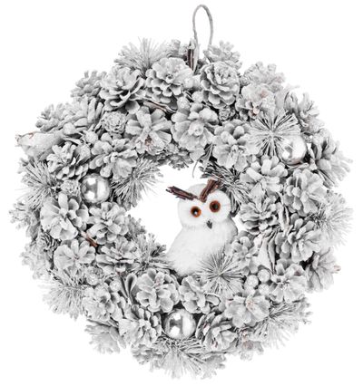 Garland MagicHome Christmas, with an owl, snow-covered, hanging, 40x40x12 cm