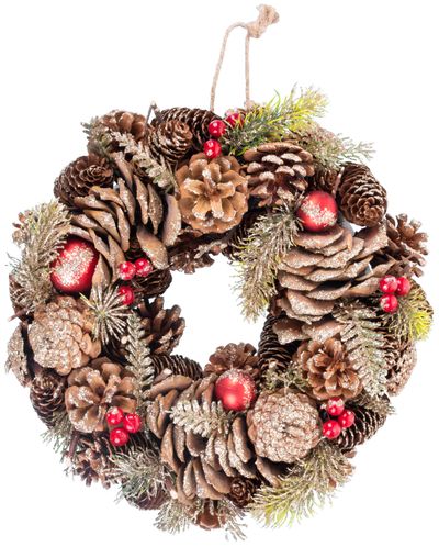 Garland MagicHome Christmas, with pine cones, evergreen, hanging, 30x08 cm