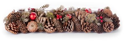 Candle holder MagicHome Christmas, with pine cones, advent, 50x17x09 cm