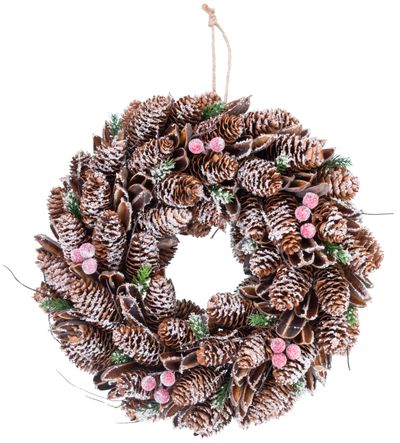 Garland MagicHome Christmas, snow-covered, pine cones, 37x09x37 cm