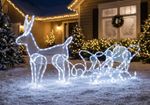 Dekoráció MagicHome Vianoce, rénszarvas szánkóval, 312x LED hideg fehér, 230V, 50 Hz, kültéri, 59x13