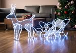 Decoration MagicHome Christmas, Reindeer with sleigh, 312x LED cool white, 230V, 50 Hz, outdoor, 59x